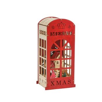 InLit Santa Calling! – Handbemalte beleuchtete Weihnachtsdekoration aus Holz – 23,5 cm 2590083